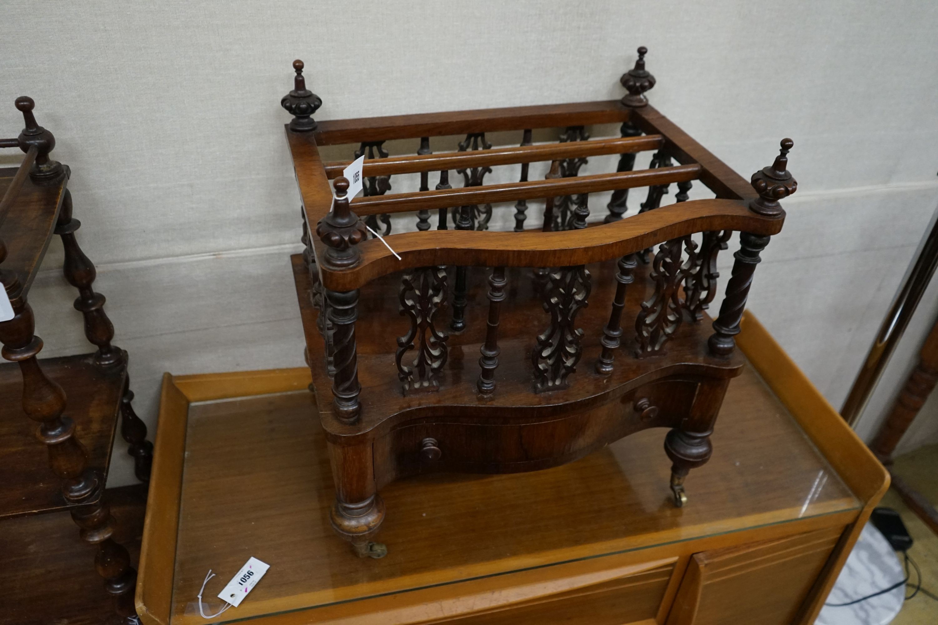 A Victorian rosewood three division serpentine front Canterbury, width 56cm, depth 40cm, height 60cm